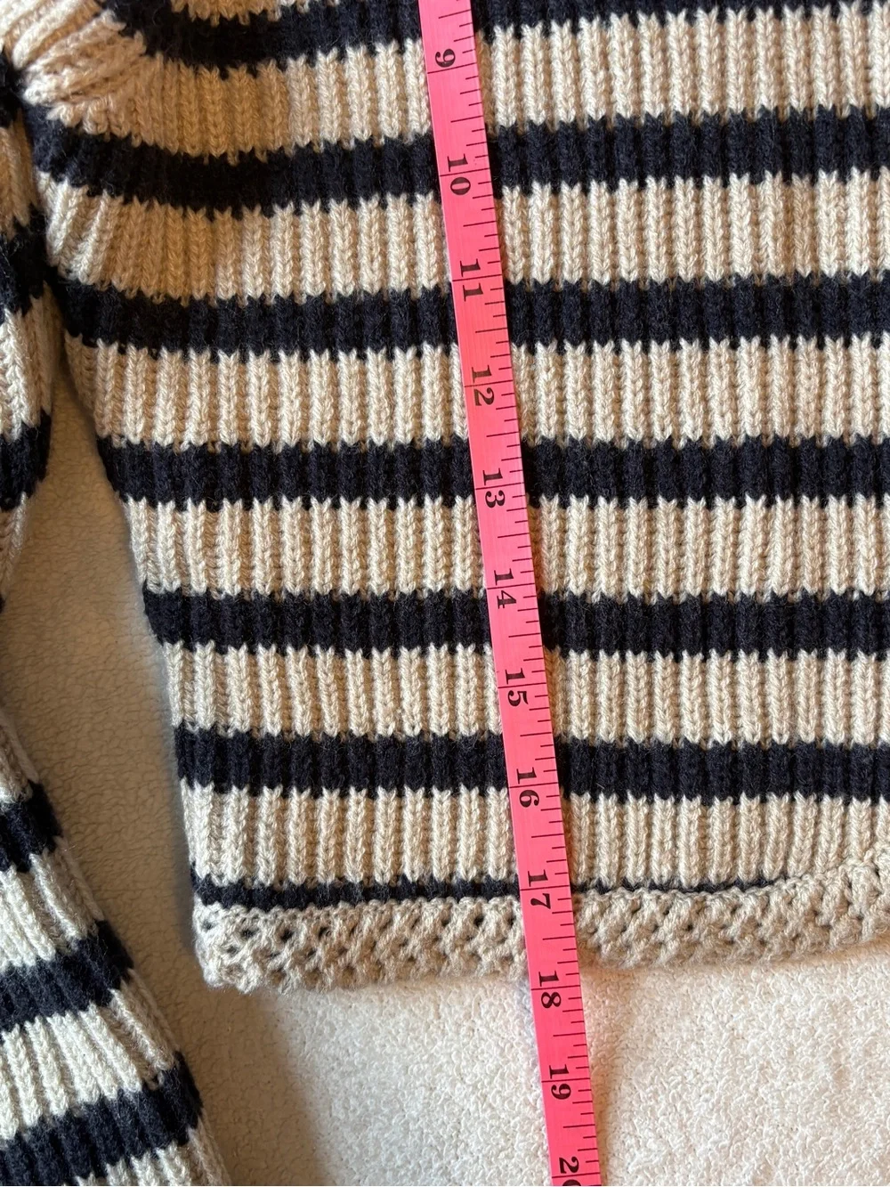 Storia Black & Tan Striped Cropped Cardigan, Gold Buttons, Women’s Sz Small